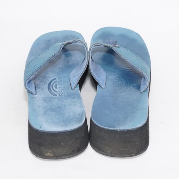 Rainbow Thick Strap Blue Platform Sandals, Size 9 - Picture 2 of 7